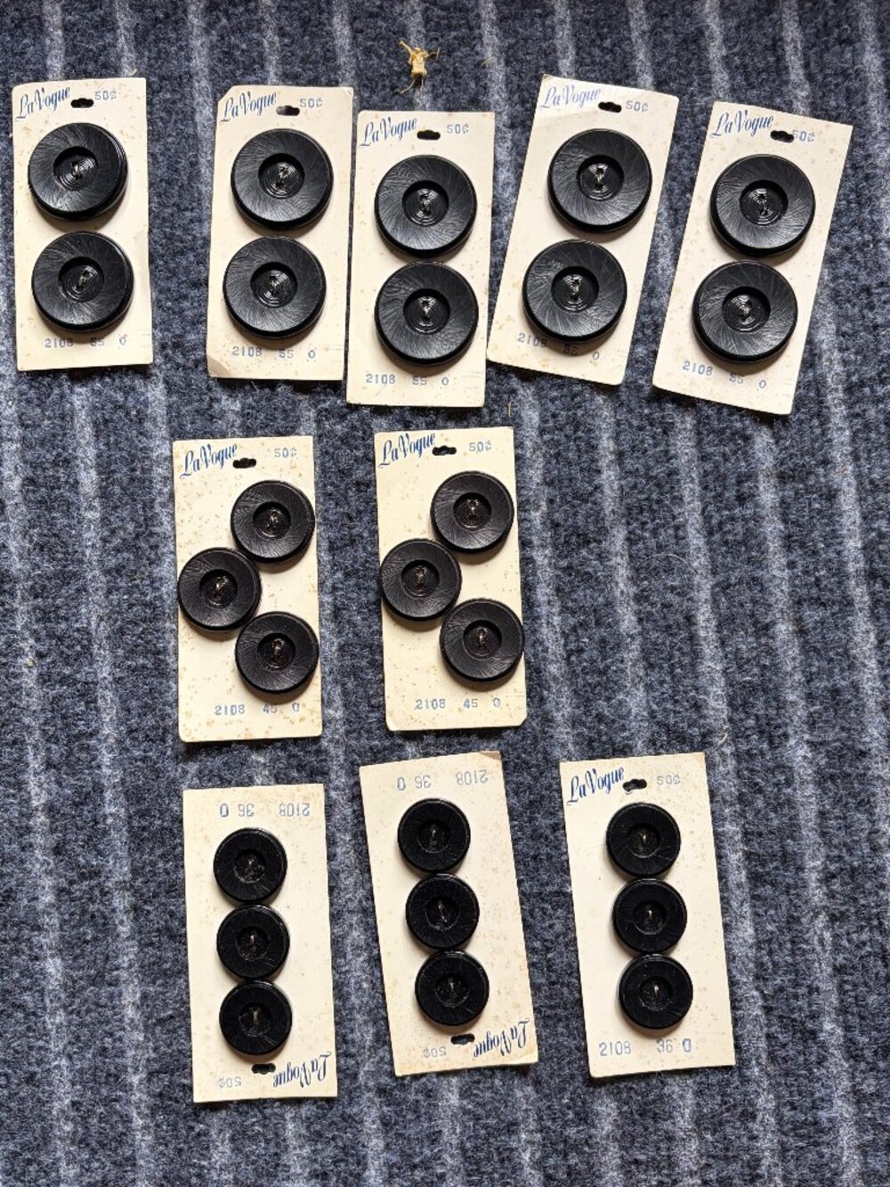La Vogue Black Vintage Buttons 3 Sizes #2108